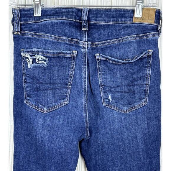 American Eagle distressed super hi rise jegging denim jeans Women’s Size 6 Tall - Picture 4 of 8